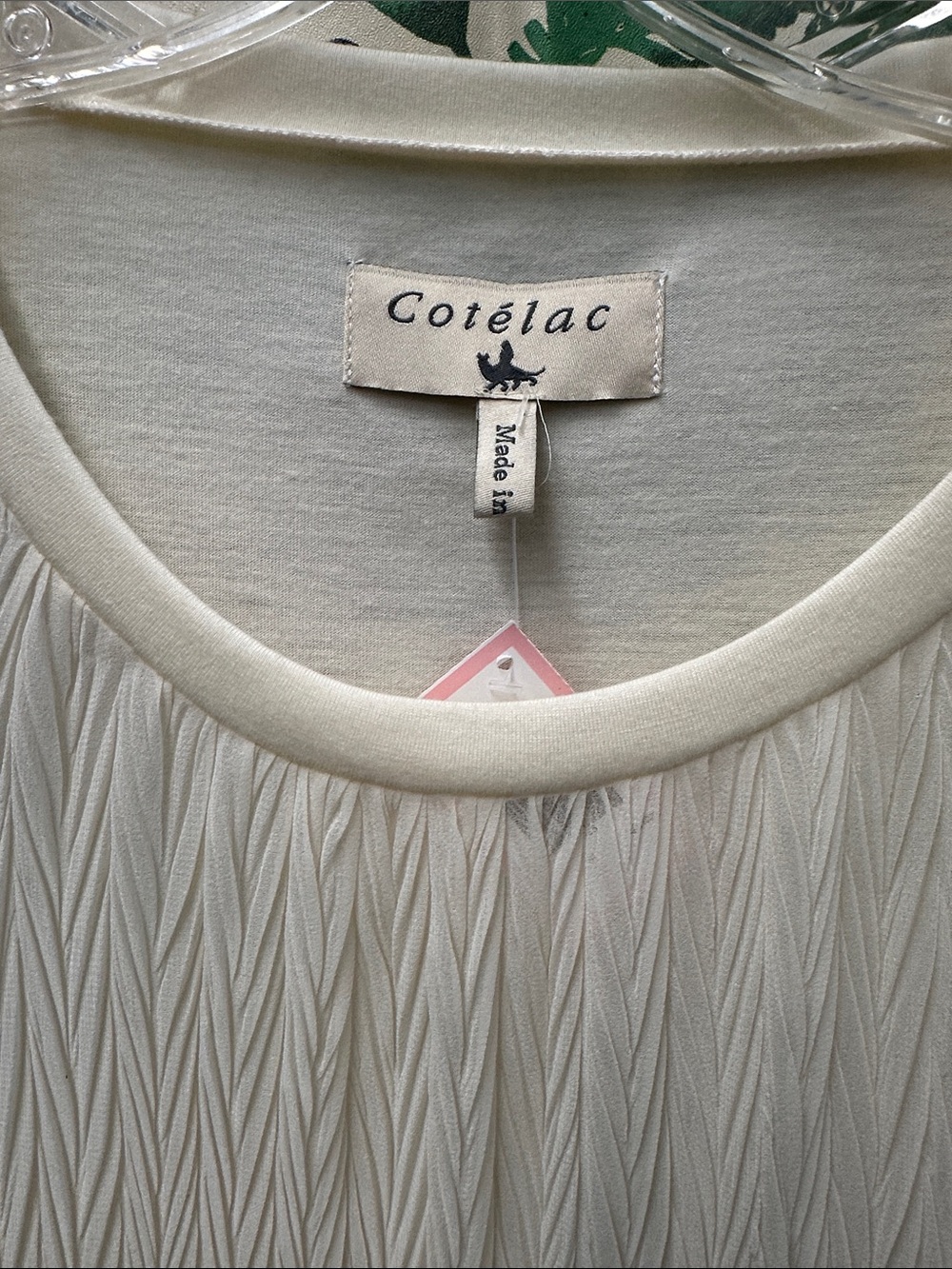 Cotelac Women's Cream Textured Short-Sleeve Top XS - Picture 2 of 4